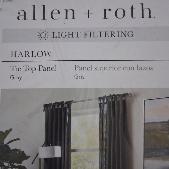 Allen+Roth Set of 2 Solid Gray Light Filtering Curtain Panels 50"x84" - Picture 4 of 11